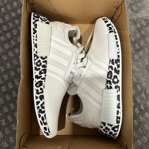 Adidas White Sneakers with Leopard Print